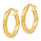 10K Textured Hinged Hoop Earrings